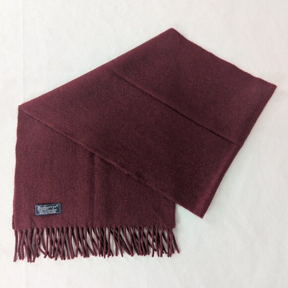 BURBERRY London Vintage Solid Knit 100% Cashmere Neck Warmer Maroon SCARF - Picture 1 of 8